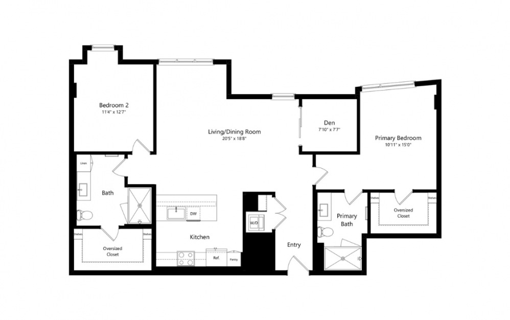 B10 - 2 bedroom floorplan layout with 2 baths and 1408 to 0 square feet. (Preview)