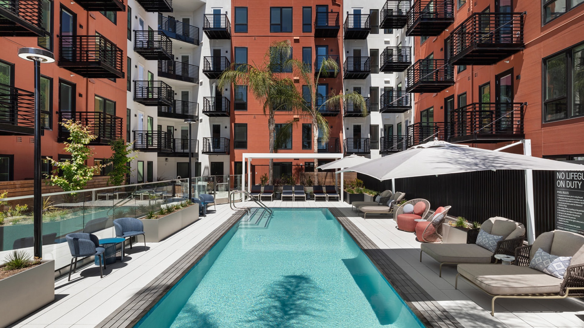 resort style pool with seating