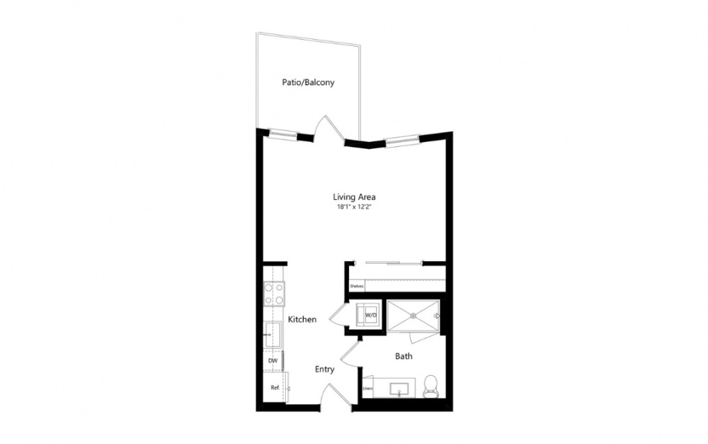 S3 - Studio floorplan layout with 1 bath and 510 to 0 square feet. (Preview)