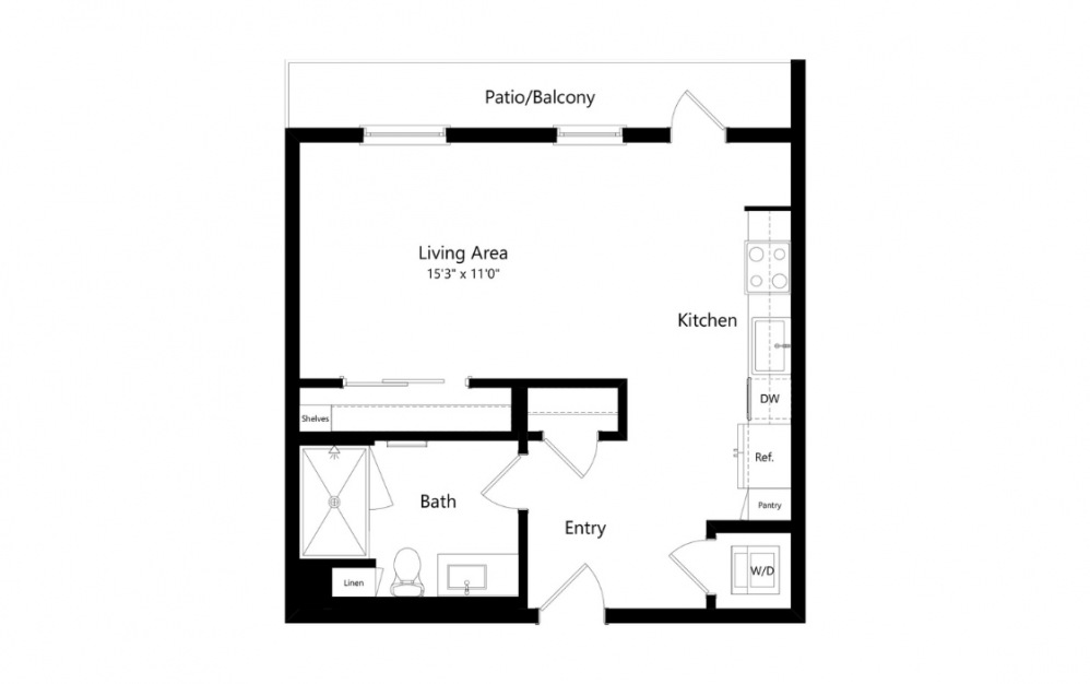 S4 - Studio floorplan layout with 1 bath and 541 to 0 square feet. (Preview)