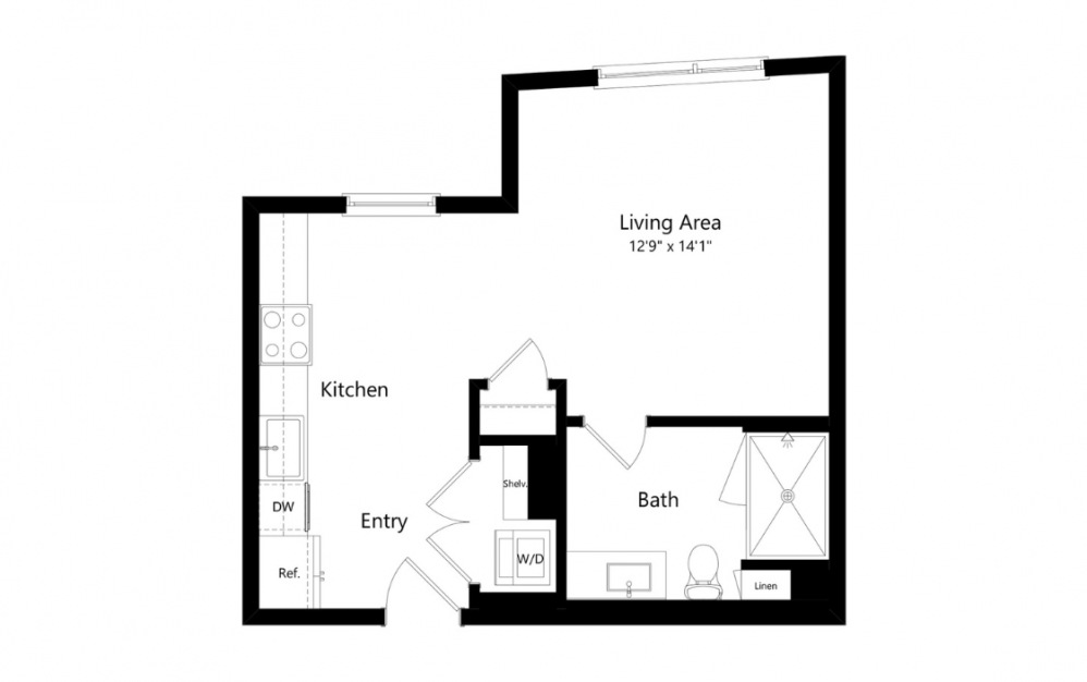 S5 - Studio floorplan layout with 1 bath and 484 to 0 square feet. (Preview)