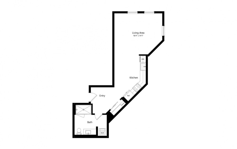 S7 - Studio floorplan layout with 1 bath and 630 square feet. (Preview)