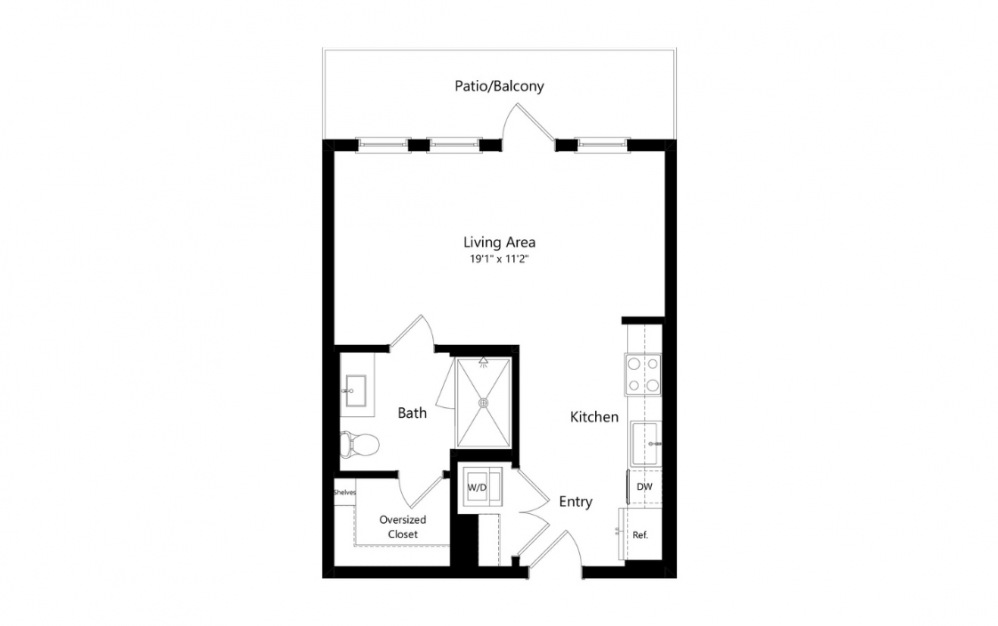 S8 - Studio floorplan layout with 1 bath and 495 square feet. (Preview)