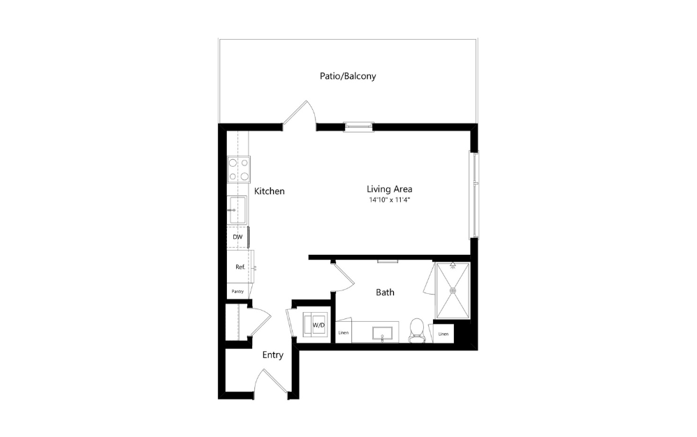 S1 - Studio floorplan layout with 1 bath and 514 square feet. (Preview)