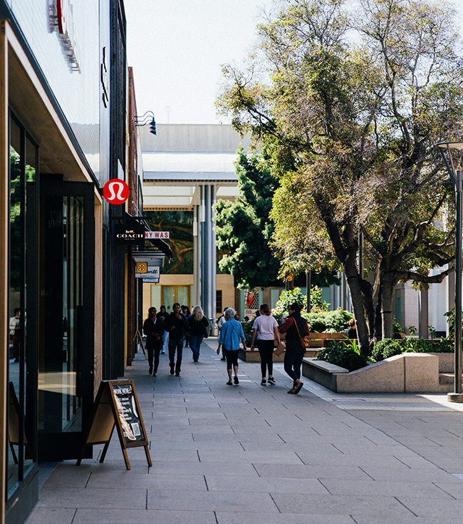 people walking and shopping